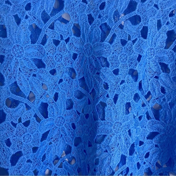 Lane Bryant Crochet Lace Short Sleeve Blouse Blue Floral Feminine Sz 26 Plus - Picture 5 of 10